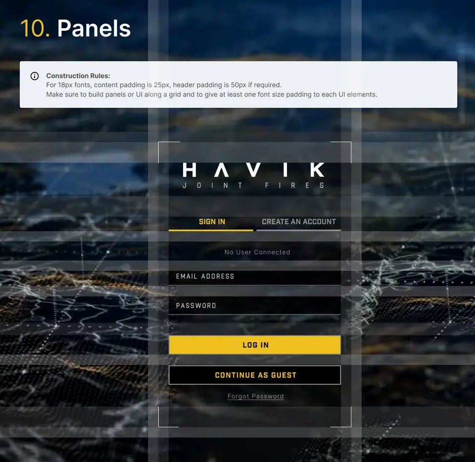 Havik design system: screen 7