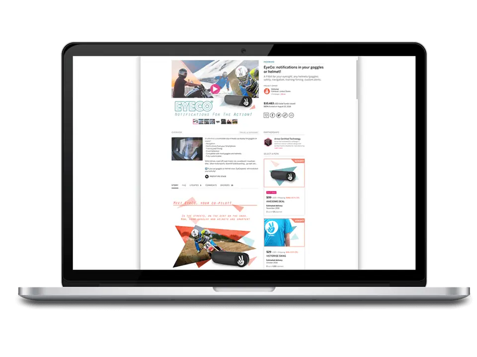 EYECO smart goggle device branding, image 2 of 3