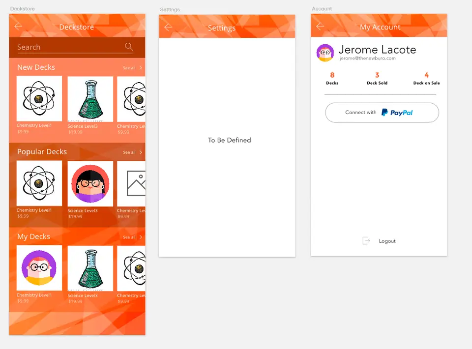 Kroot quiz app screens, image 4 of 4