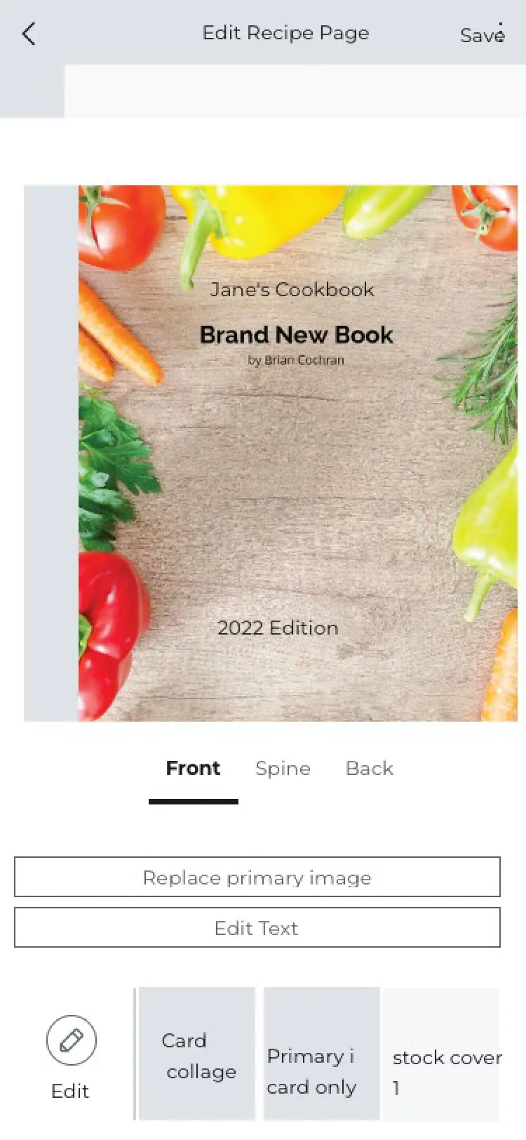 CreateMyCookbook recipe page editor