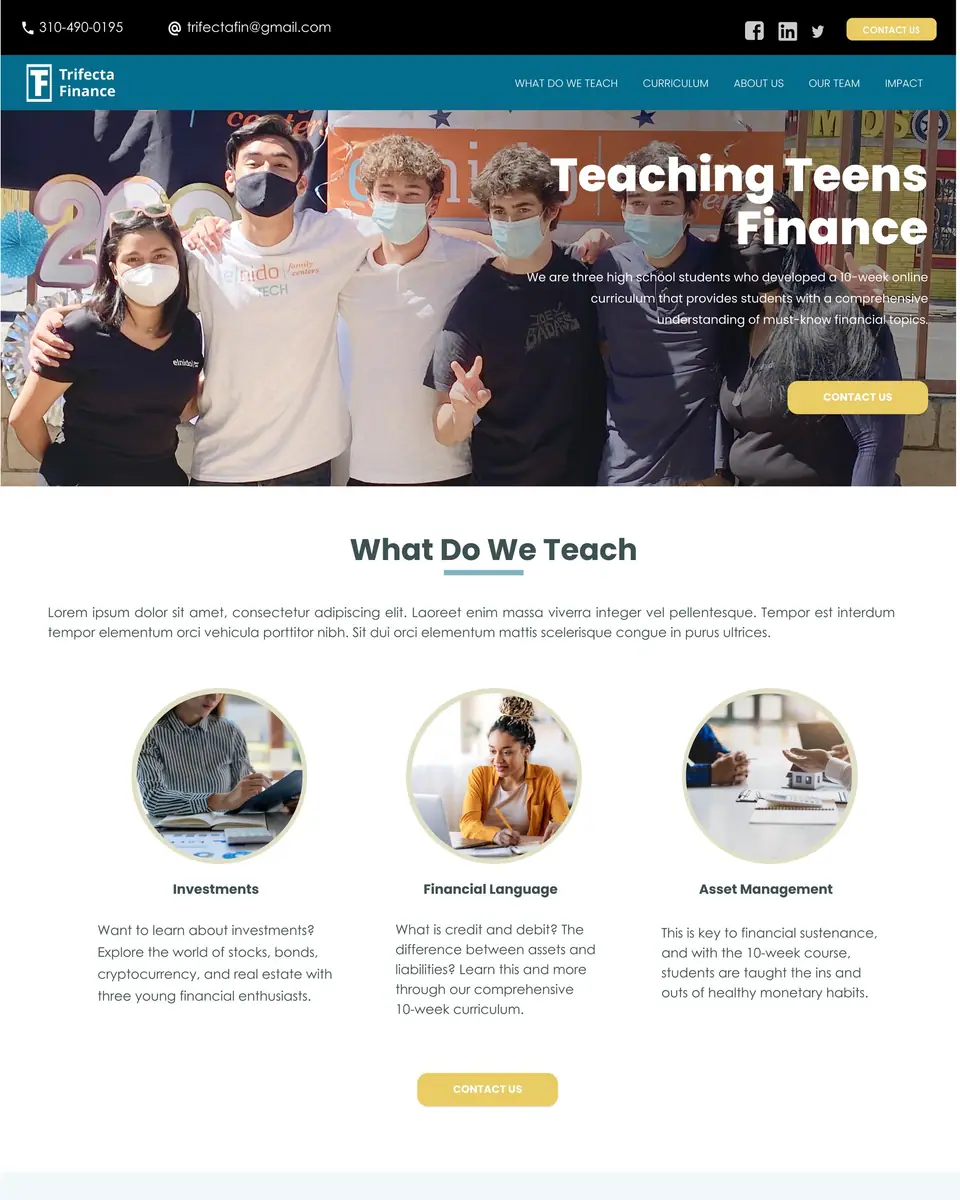 Trifecta Finance home page