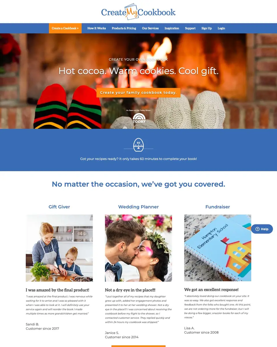 CreateMyCookbook home page