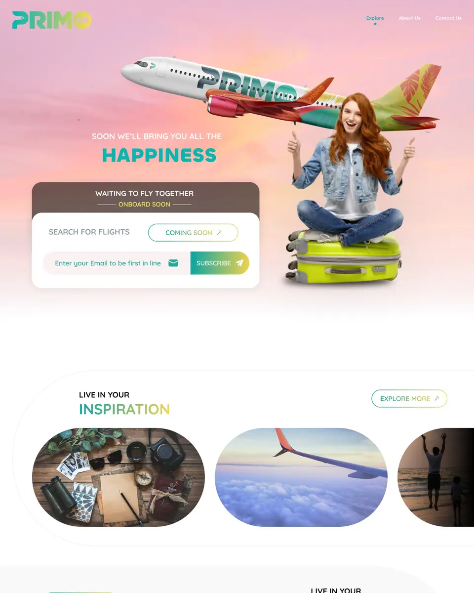 Primo Airways home page