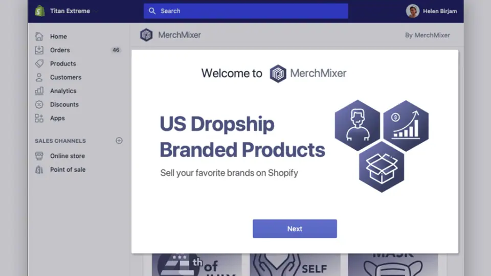 MerchMixer app welcome screen inside the Shopify admin