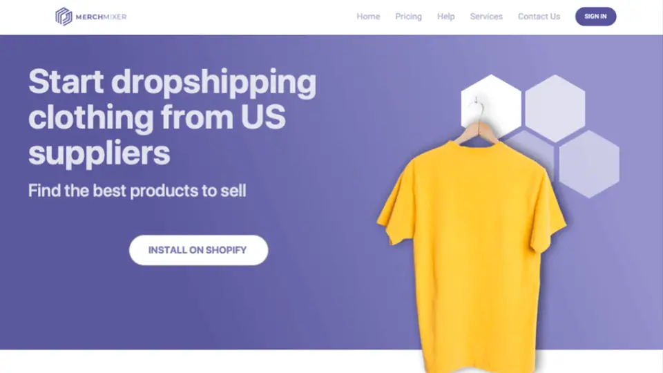 MerchMixer page: start dropshipping clothing from US suppliers