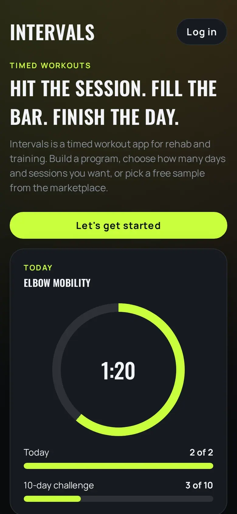 Intervals timer on a phone