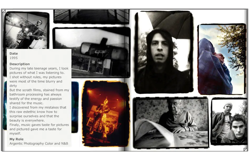 Contact prints of music photographs
